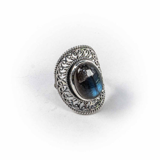 Inel STILL, Argint 925 - Marime 8, Labradorit, Gri Inchis-Verde