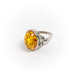 Inel STILL, Argint 925 - Marime 8,5, Chihlimbar, Galben