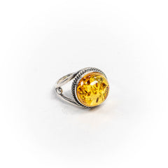 Inel STILL, Argint 925 - Marime Reglabil, Chihlimbar, Galben