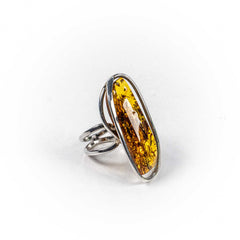 Inel STILL, Argint 925 - Marime Reglabil, Chihlimbar, Galben