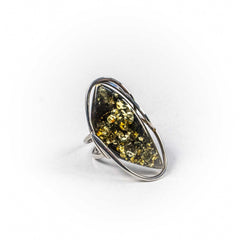 Inel STILL, Argint 925 - Marime Reglabil, Chihlimbar, Verde