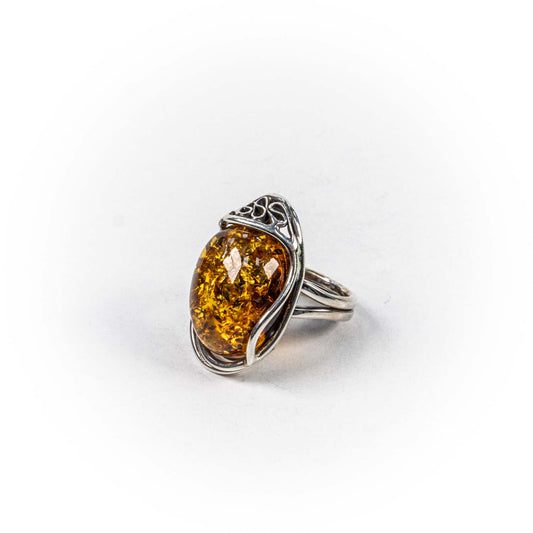 Inel STILL, Argint 925 - Marime Reglabil, Chihlimbar, Galben