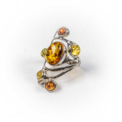 Inel STILL, Argint 925 - Marime 10, Chihlimbar, Multicolor