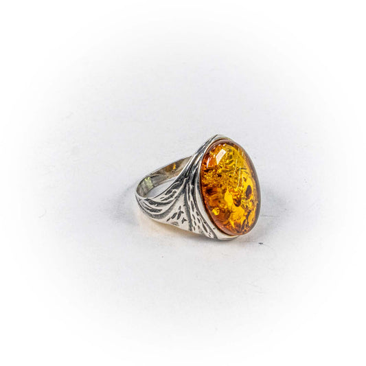 Inel STILL, Argint 925 - Marime 8, Chihlimbar, Galben