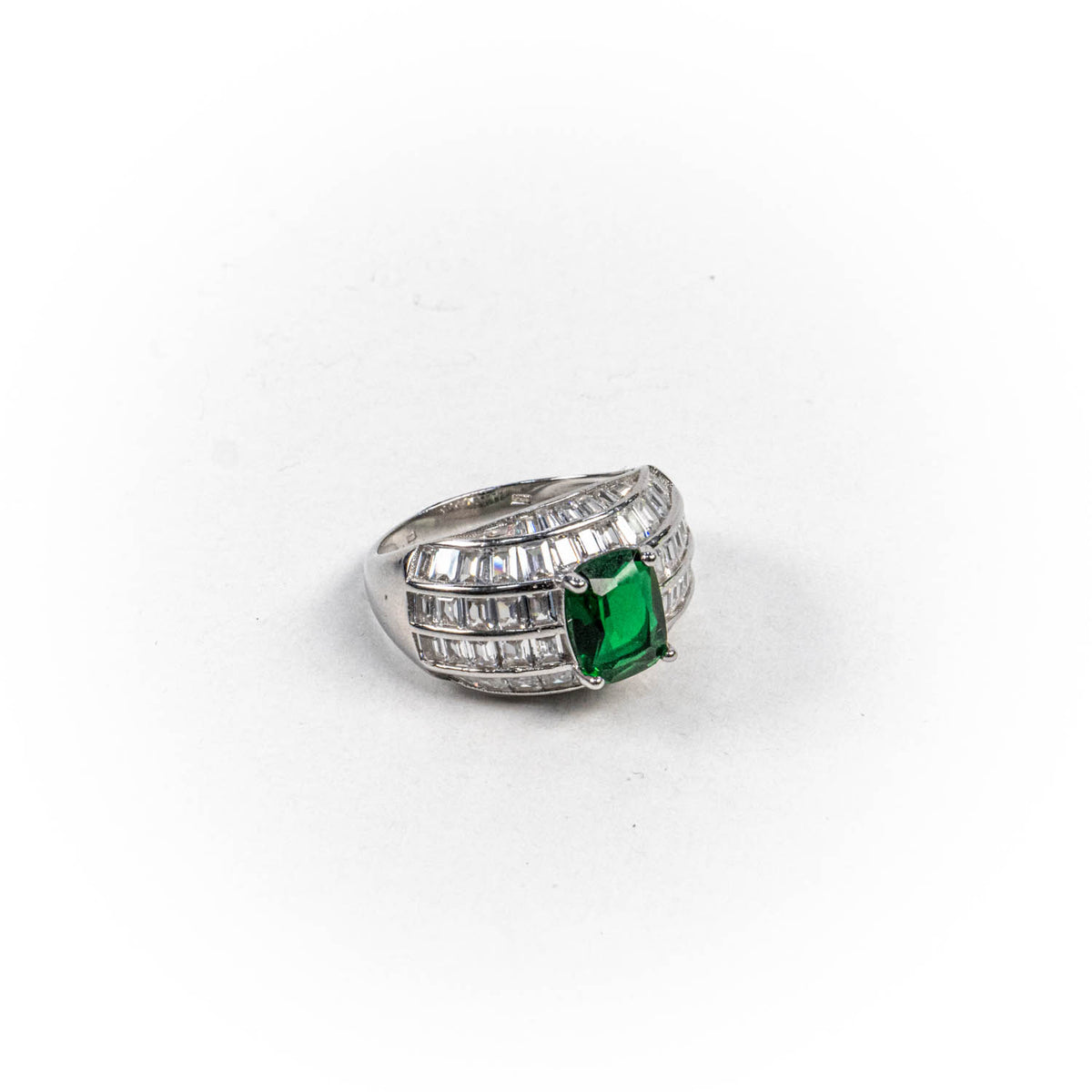 Inel STILL, Argint 925 - Marime 9, Zirconia, Verde si Incolor