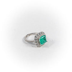 Inel STILL, Argint 925 - Marime 7, Paraiba si Zirconia, Verde