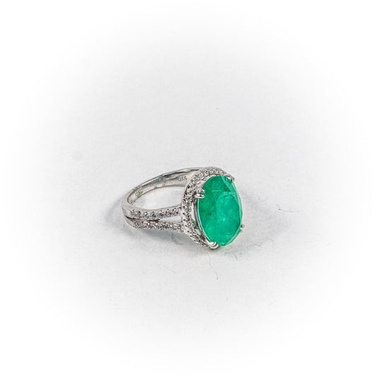 Inel STILL, Argint 925 - Marime 7, Paraiba si Zirconia, Verde