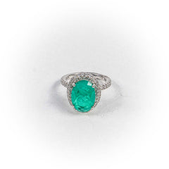 Inel STILL, Argint 925 - Marime 7, Paraiba si Zirconia, Verde