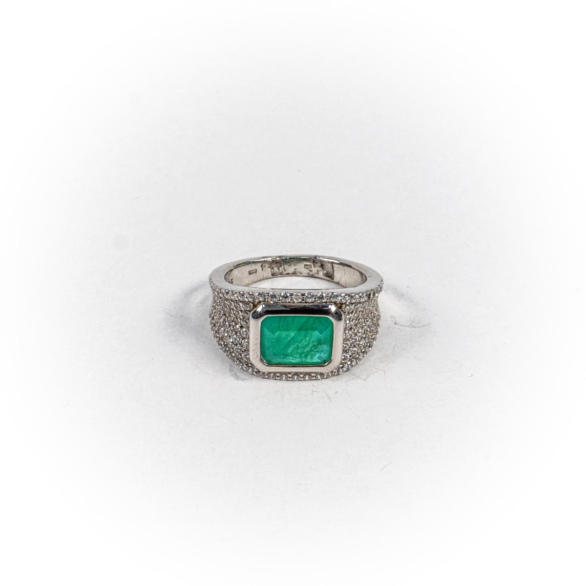 Inel STILL, Argint 925 - Marime 8, Paraiba si Zirconia, Verde