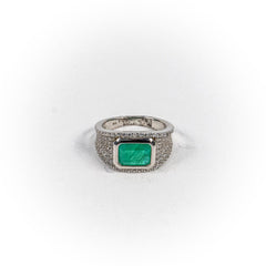 Inel STILL, Argint 925 - Marime 8, Paraiba si Zirconia, Verde