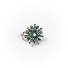 Inel STILL, Argint 925 - Marime 8, Onix Verde si Marcasite, Verde