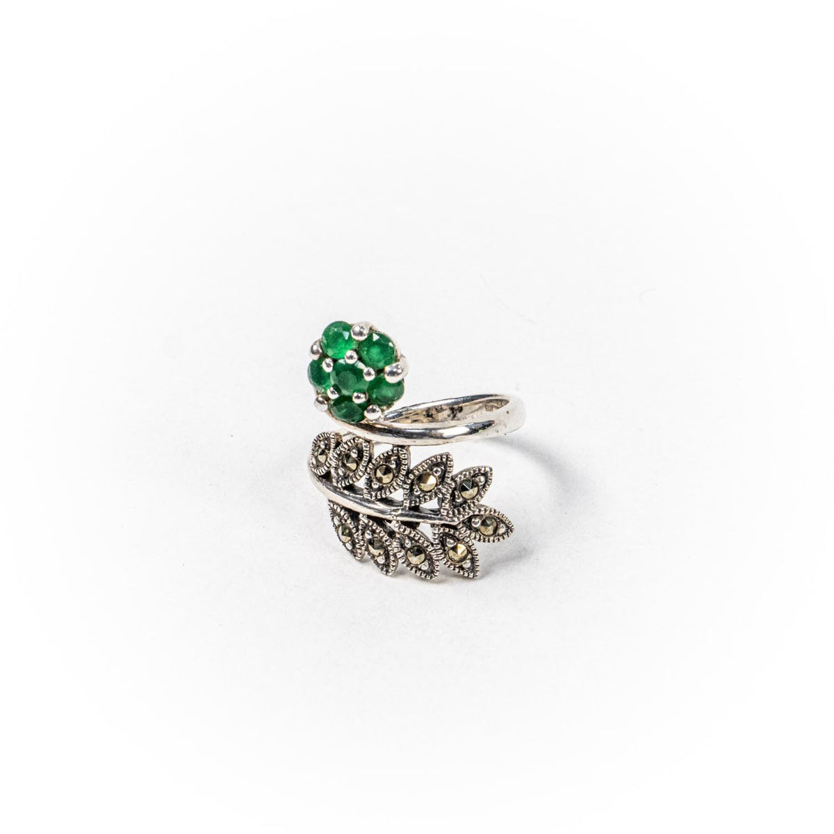 Inel STILL, Argint 925 - Marime 6,5, Zirconia si Marcasite, Verde-Gri Metalic