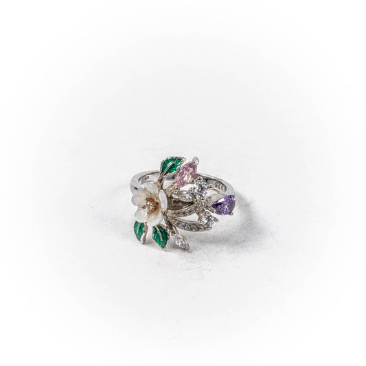 Inel STILL, Argint 925 - Marime 7, Zirconiu si Sedef, Multicolor