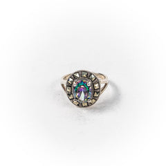 Inel STILL, Argint 925 - Marime 9, Topaz Mistic si Marcasite, Multicolor