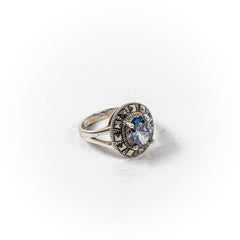 Inel STILL, Argint 925 - Marime 9, Topaz Mistic si Marcasite, Multicolor