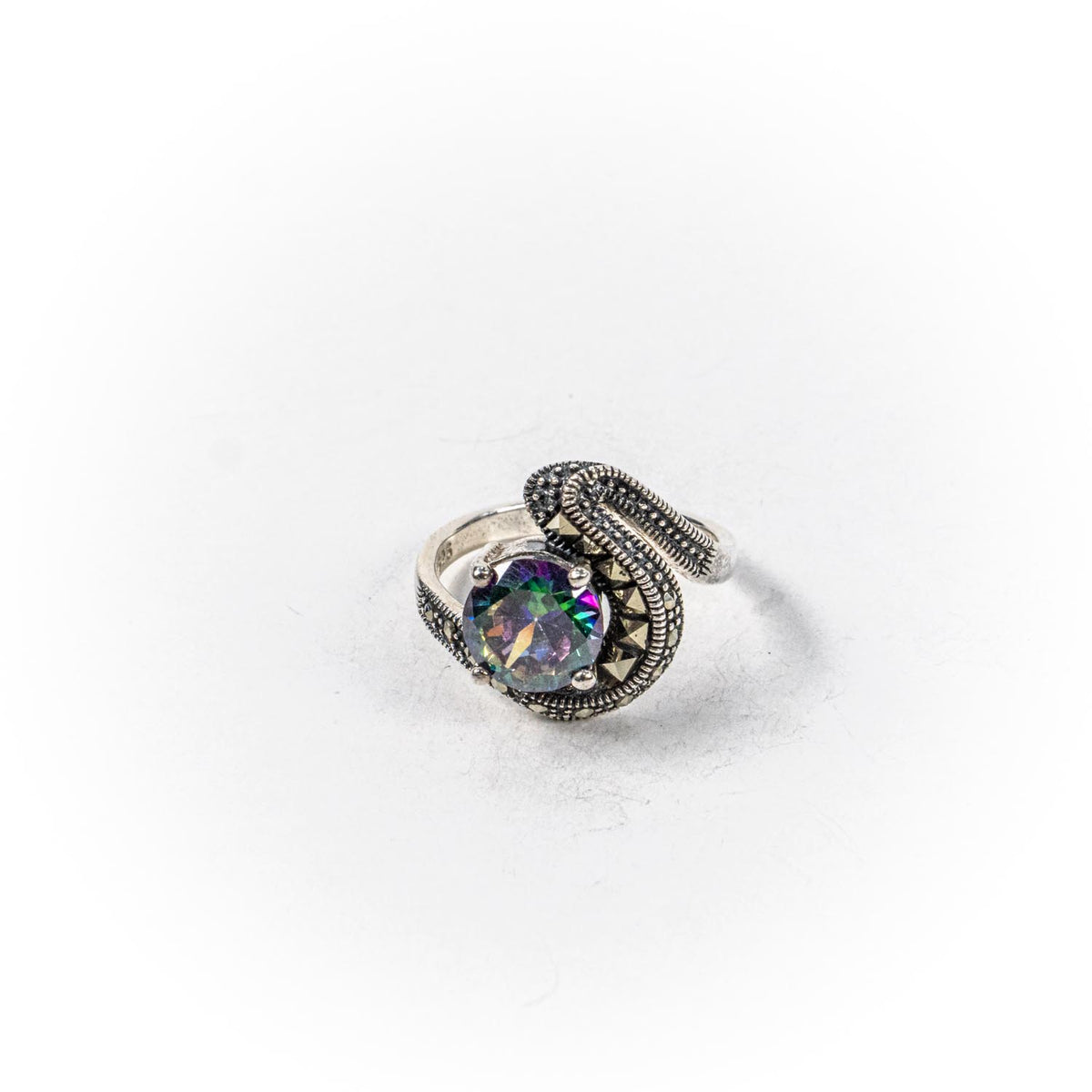 Inel STILL, Argint 925 - Marime 9, Topaz Mistic si Marcasite, Multicolor