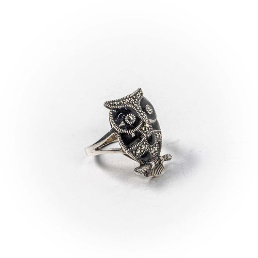 Inel STILL, Argint 925 - Marime 9, Onix si Marcasite, Negru-Gri Metalic/disponibil si alb.