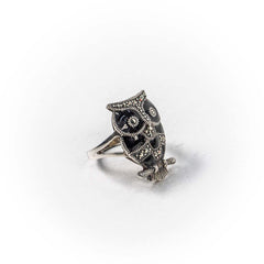 Inel STILL, Argint 925 - Marime 7, Onix si Marcasite, Negru-Gri Metalic