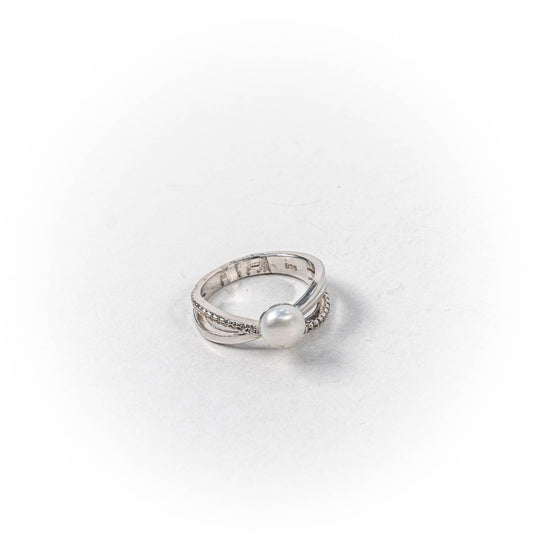 Inel STILL, Argint 925 - Marime 6, Perla de Cultura, Alb Sidefat