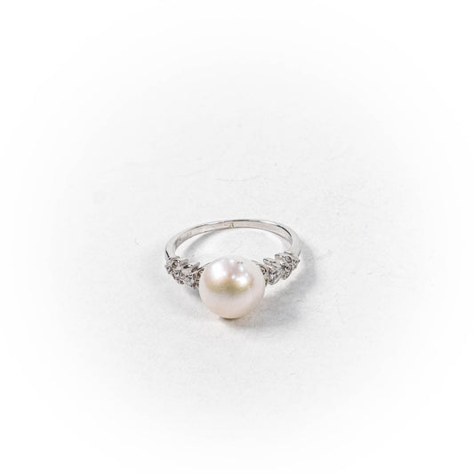 Inel STILL, Argint 925 - Marime 9, Perla de Cultura, Alb Sidefat