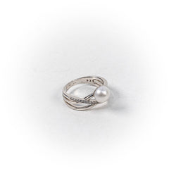 Inel STILL, Argint 925 - Marime 8, Perla de Cultura, Alb Sidefat