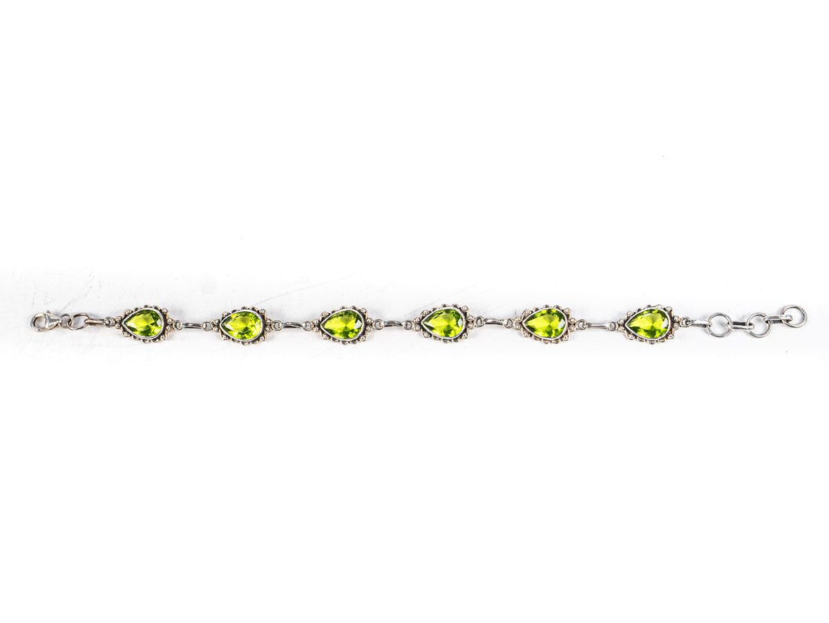 Bratara STILL, Argint 925 - Marime 19cm x 9mm, Reglabila, Peridot, Verde Deschis