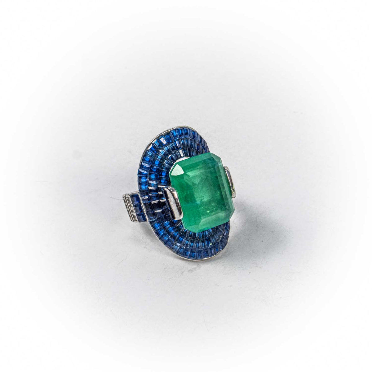 Inel STILL, Argint 925 - Marime 7, Smarald si Safire, Verde-Albastru