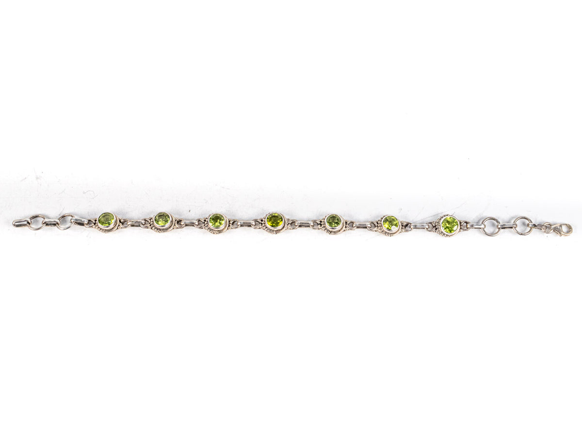 Bratara STILL, Argint 925 - Marime 20cm x 8.5mm, Reglabila, Peridot, Verde Deschis