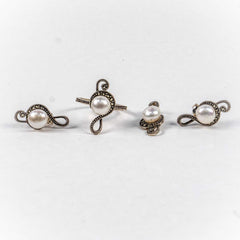 Set Bijuterii STILL Argint 925 - Pandantiv,  Inel,  Cercei, Perle de Cultura si Marcasite, Marime Inel 8, Alb Sidefat