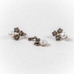 Set Bijuterii STILL Argint 925 - Pandantiv, Cercei, Perle de Cultura si Marcasite, Alb Sidefat