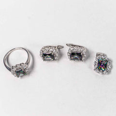 Set Bijuterii STILL Argint 925 - Pandantiv,  Inel,  Cercei, Topaz Mistic, Marime Inel 8, Multicolor