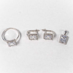 Set Bijuterii STILL Argint 925 - Pandantiv,  Inel,  Cercei, Zirconia, Marime Inel 8, Incolor