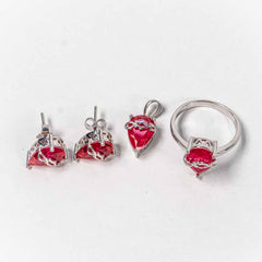 Set Bijuterii STILL Argint 925 - Pandantiv,  Inel,  Cercei, Agat, Marime Inel 8, Roz