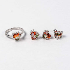 Set Bijuterii STILL Argint 925 - Pandantiv,  Inel,  Cercei, Turmalina Policroma, Marime Inel 7, Multicolor