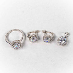 Set Bijuterii STILL Argint 925 - Pandantiv,  Inel,  Cercei, Zirconia, Marime Inel 7, Incolor