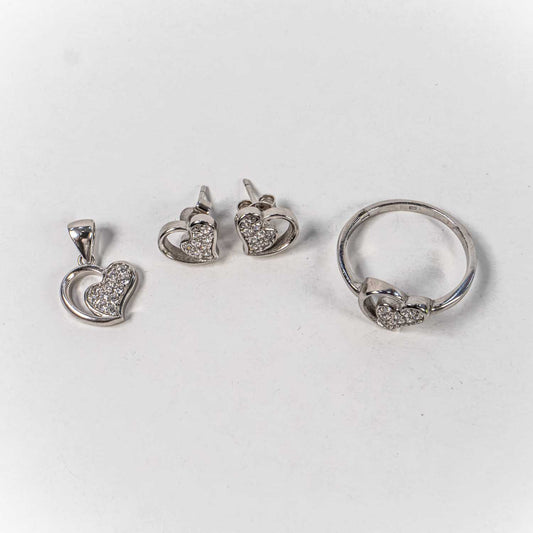 Set Bijuterii STILL Argint 925 - Pandantiv,  Inel,  Cercei, Zirconia, Marime Inel 7,5, Incolor