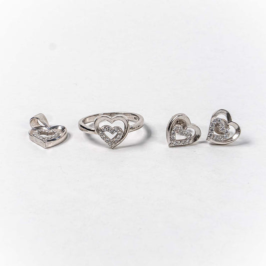 Set Bijuterii STILL Argint 925 - Pandantiv,  Inel,  Cercei, Zirconia, Marime Inel 8, Incolor