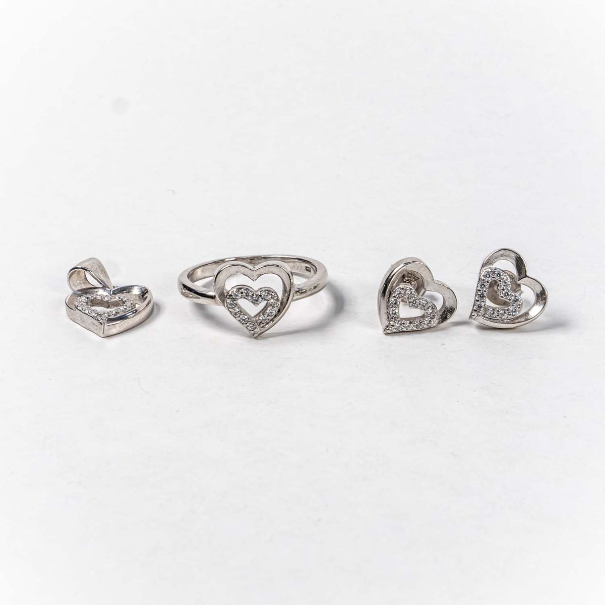 Set Bijuterii STILL Argint 925 - Pandantiv,  Inel,  Cercei, Zirconia, Marime Inel 8, Incolor