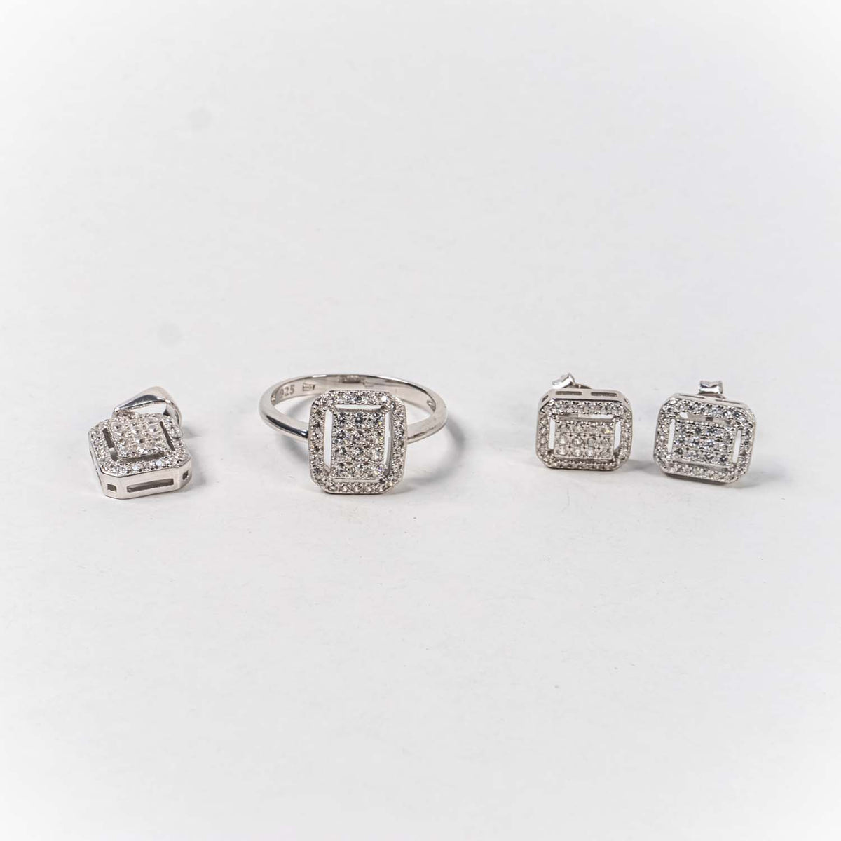 Set Bijuterii STILL Argint 925 - Pandantiv,  Inel,  Cercei, Zirconia, Marime Inel 7, Incolor