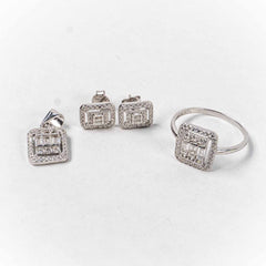 Set Bijuterii STILL Argint 925 - Pandantiv,  Inel,  Cercei, Zirconia, Marime Inel 7, Incolor