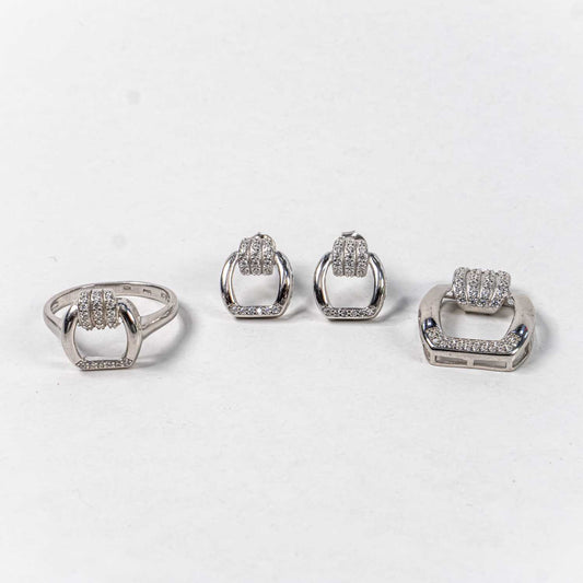 Set Bijuterii STILL Argint 925 - Pandantiv,  Inel,  Cercei, Zirconia, Marime Inel 7, Incolor