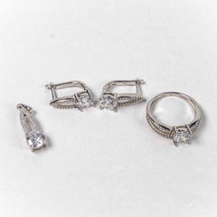 Set Bijuterii STILL Argint 925 - Pandantiv,  Inel,  Cercei, Zirconia, Marime Inel 8, Incolor
