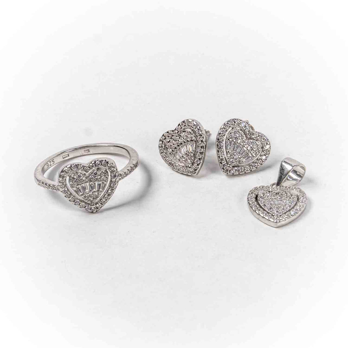 Set Bijuterii STILL Argint 925 - Pandantiv,  Inel,  Cercei, Zirconia, Marime Inel 7, Incolor