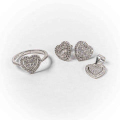 Set Bijuterii STILL Argint 925 - Pandantiv,  Inel,  Cercei, Zirconia, Marime Inel 7, Incolor