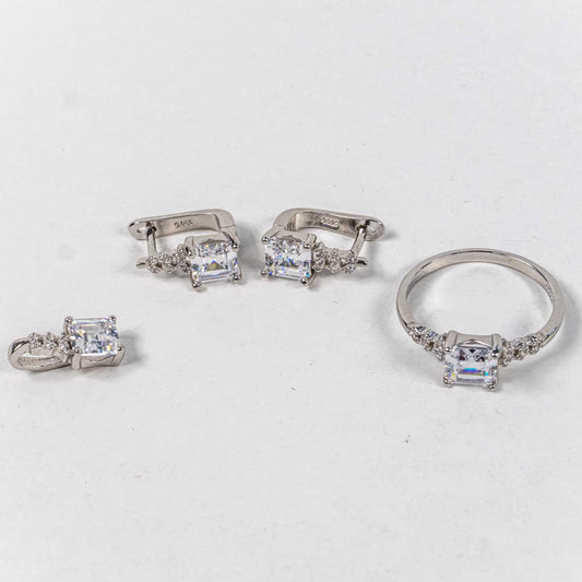 Set Bijuterii STILL Argint 925 - Pandantiv,  Inel,  Cercei, Zirconia, Marime Inel 7, Incolor