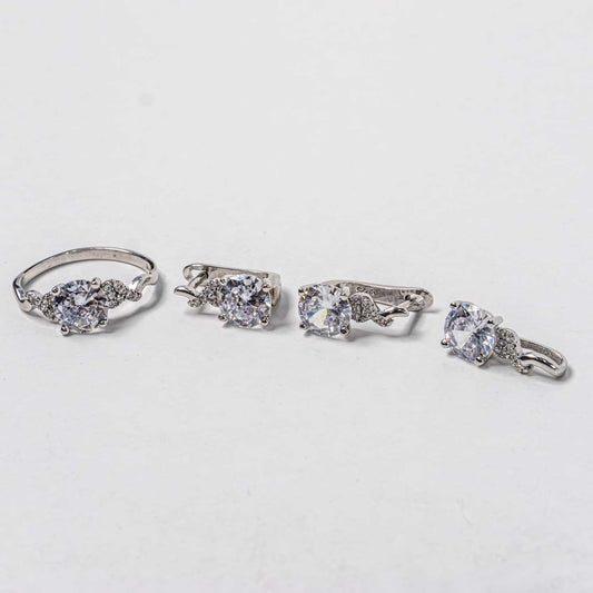 Set Bijuterii STILL Argint 925 - Pandantiv,  Inel,  Cercei, Zirconia, Marime Inel 7, Incolor