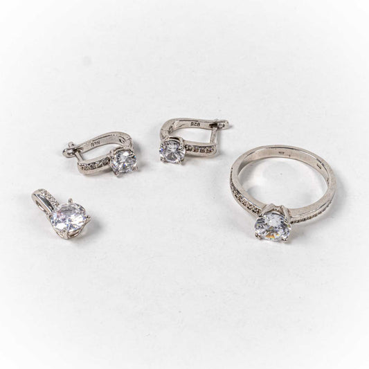 Set Bijuterii STILL Argint 925 - Pandantiv,  Inel,  Cercei, Zirconia, Marime Inel 8, Incolor