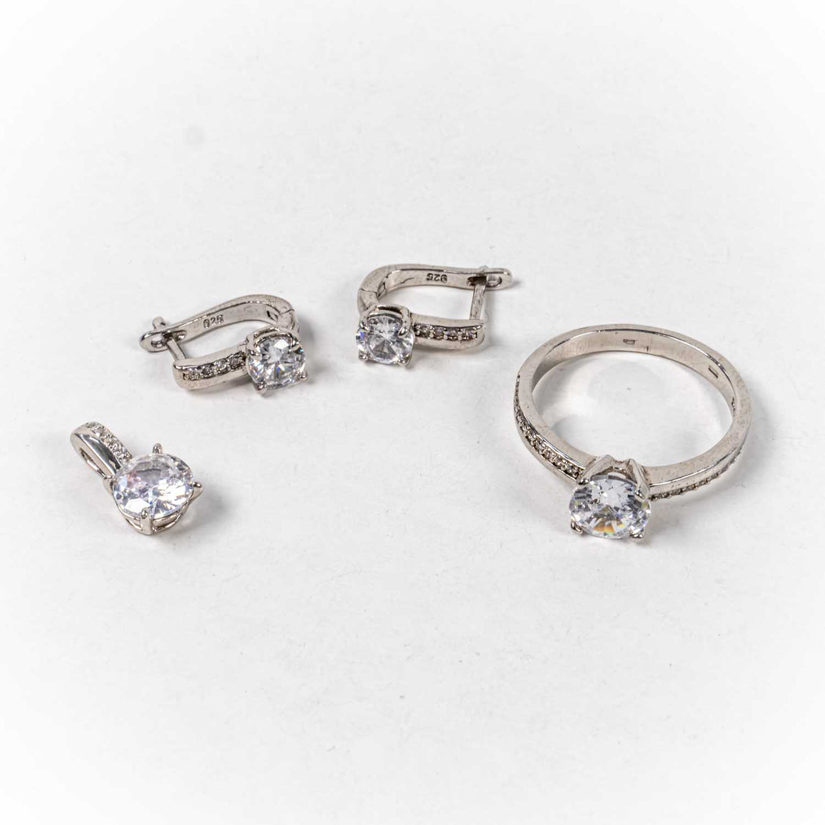 Set Bijuterii STILL Argint 925 - Pandantiv,  Inel,  Cercei, Zirconia, Marime Inel 8, Incolor