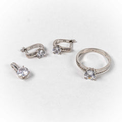 Set Bijuterii STILL Argint 925 - Pandantiv,  Inel,  Cercei, Zirconia, Marime Inel 8, Incolor