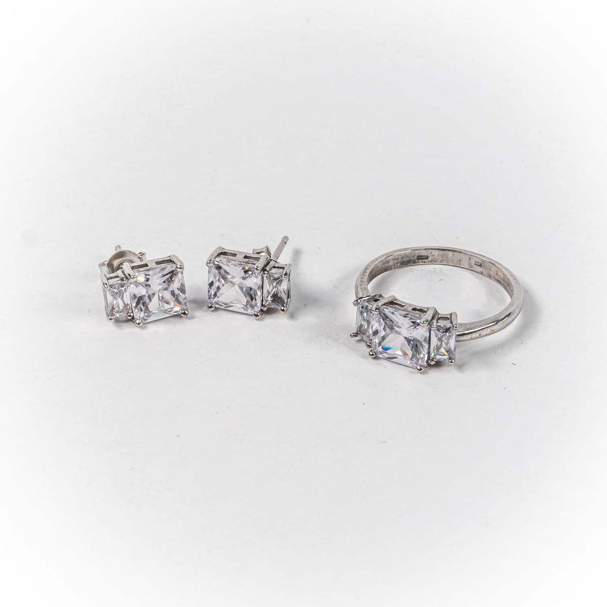 Set Bijuterii STILL Argint 925 - Pandantiv,  Inel,  Cercei, Zirconia, Marime Inel 8, Incolor